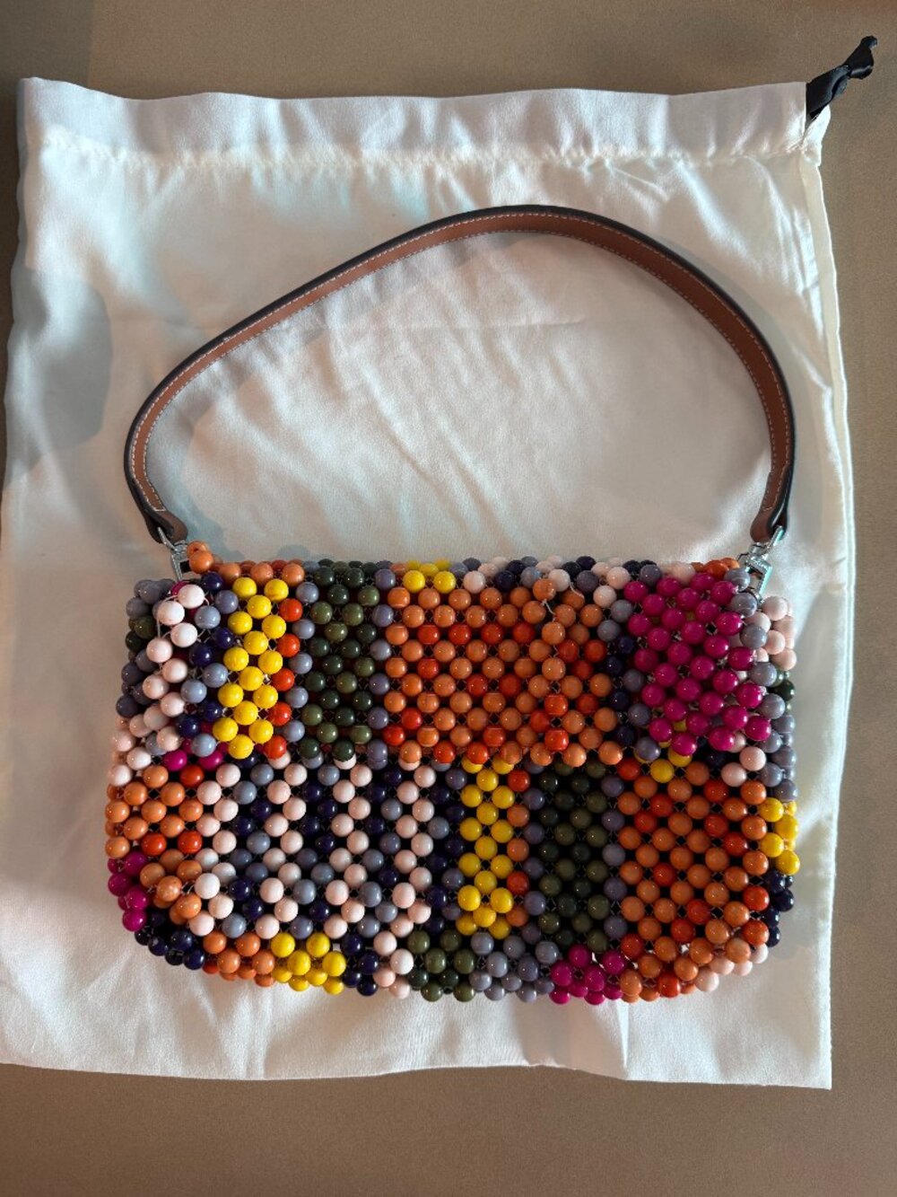 STAUD TIMMY SHOULDER BAG _ BEADED MULTI BAYADERE STRIPE